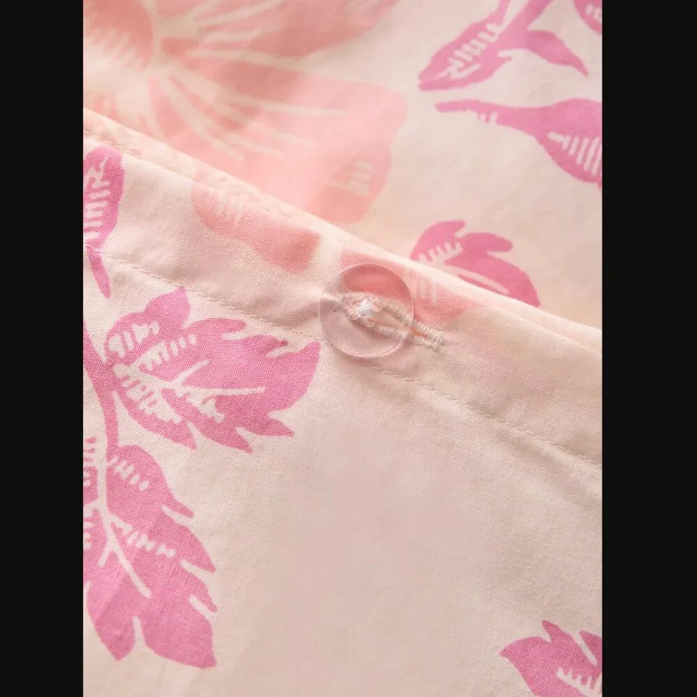 UO Juliette Rose Milk 80% Cotton Floral Bow Toile Duvet Cover Set Twin/Twin XL